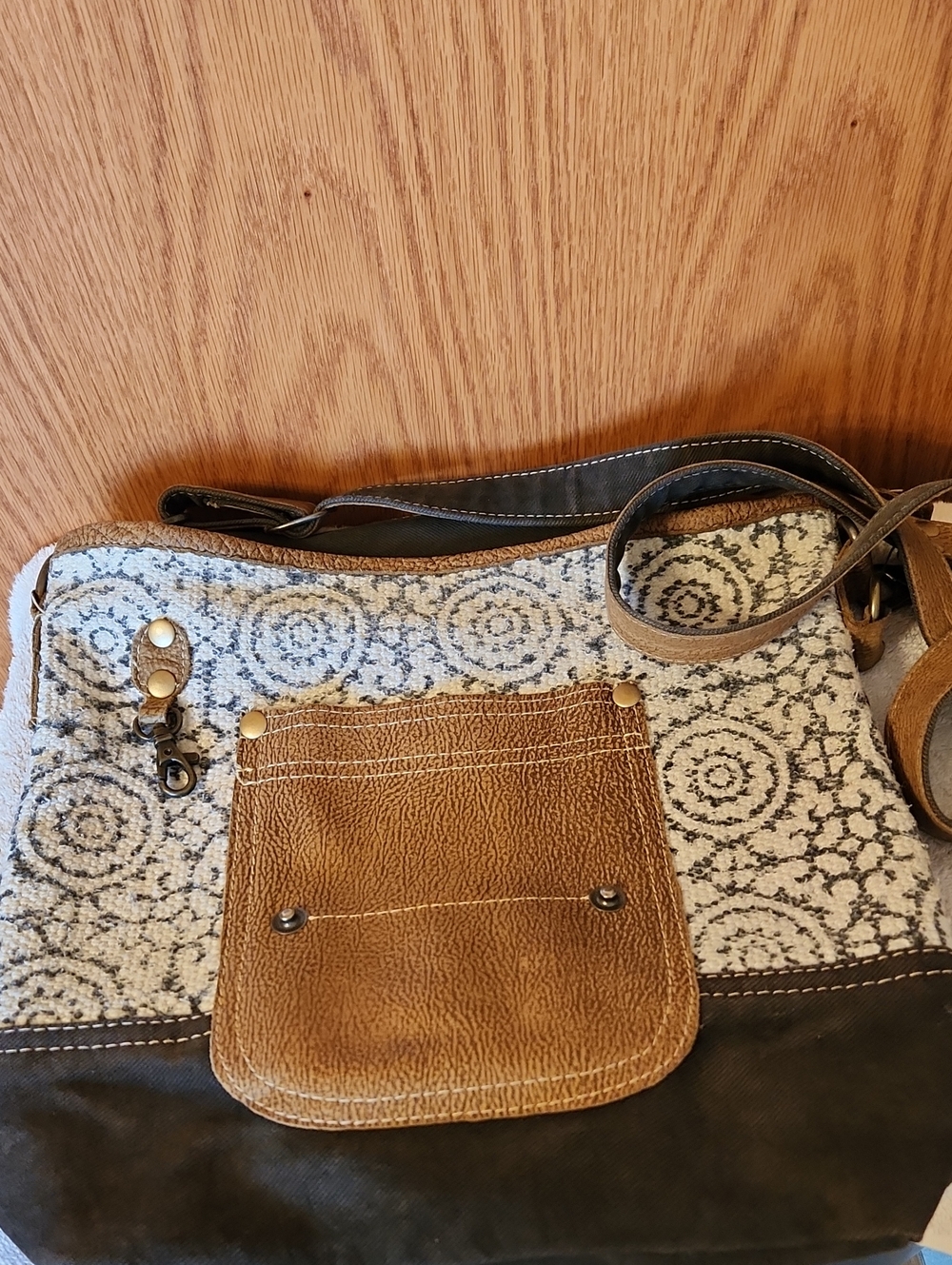 Myra Bag Brown and Cream Patterned Shoulder Bag